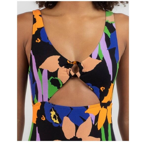 Roxy Women’s Color Jam One Piece Swimsuit Anthracite Flower Jammin Size Small‎ - Picture 4 of 16